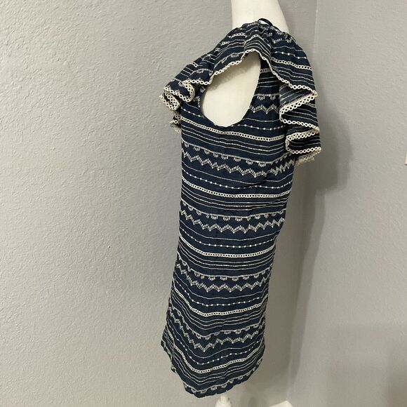 Parker Womens Dress Size XS Katrina Blue Chambray One Shoulder Ruffle - Picture 2 of 8